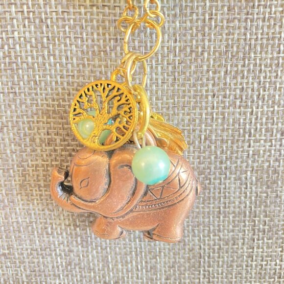 Elephant Necklace Avon Drop Tree Of Life Miscellaneous Charms Goldtone Chain - Picture 3 of 9